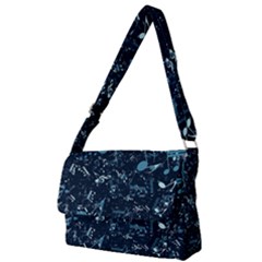 Prussian Blue Music Notes Full Print Messenger Bag (l) by SpinnyChairDesigns