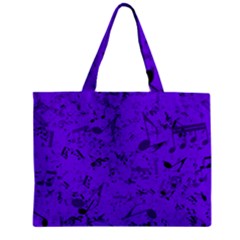 Electric Indigo Music Notes Zipper Mini Tote Bag by SpinnyChairDesigns