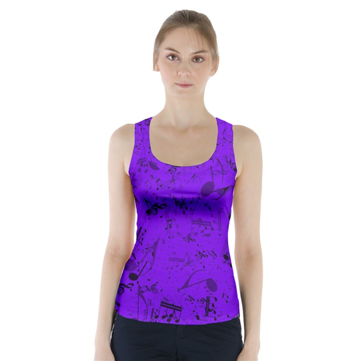 Electric Indigo Music Notes Racer Back Sports Top