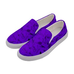 Electric Indigo Music Notes Women s Canvas Slip Ons by SpinnyChairDesigns