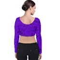 Electric Indigo Music Notes Velvet Long Sleeve Crop Top View2