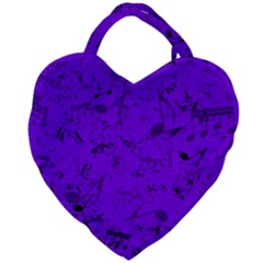 Electric Indigo Music Notes Giant Heart Shaped Tote by SpinnyChairDesigns