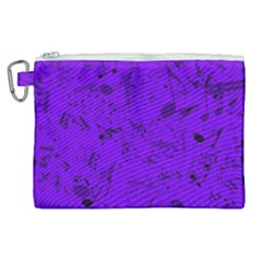 Electric Indigo Music Notes Canvas Cosmetic Bag (xl) by SpinnyChairDesigns