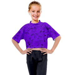 Electric Indigo Music Notes Kids Mock Neck Tee