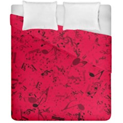 Scarlet Red Music Notes Duvet Cover Double Side (california King Size) by SpinnyChairDesigns