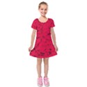 Scarlet Red Music Notes Kids  Short Sleeve Velvet Dress View1