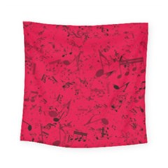 Scarlet Red Music Notes Square Tapestry (small) by SpinnyChairDesigns