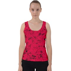 Scarlet Red Music Notes Velvet Tank Top by SpinnyChairDesigns