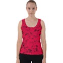 Scarlet Red Music Notes Velvet Tank Top View1