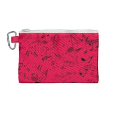 Scarlet Red Music Notes Canvas Cosmetic Bag (medium) by SpinnyChairDesigns