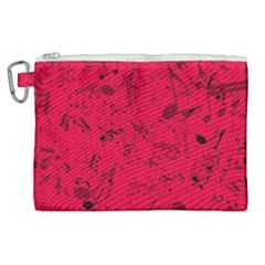 Scarlet Red Music Notes Canvas Cosmetic Bag (xl) by SpinnyChairDesigns