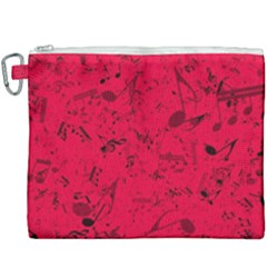 Scarlet Red Music Notes Canvas Cosmetic Bag (xxxl) by SpinnyChairDesigns