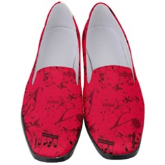 Scarlet Red Music Notes Women s Classic Loafer Heels by SpinnyChairDesigns