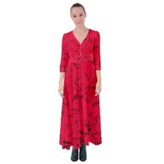 Scarlet Red Music Notes Button Up Maxi Dress