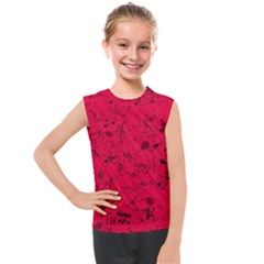 Scarlet Red Music Notes Kids  Mesh Tank Top by SpinnyChairDesigns