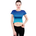 Aqua Blue and Indigo Ombre Crew Neck Crop Top View1