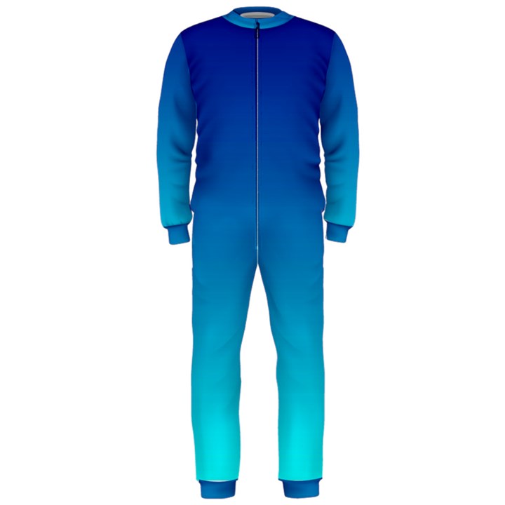 Aqua Blue and Indigo Ombre OnePiece Jumpsuit (Men) 