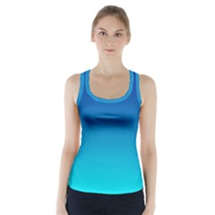 Aqua Blue And Indigo Ombre Racer Back Sports Top by SpinnyChairDesigns