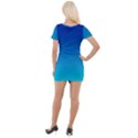 Aqua Blue and Indigo Ombre Short Sleeve Asymmetric Mini Dress View2