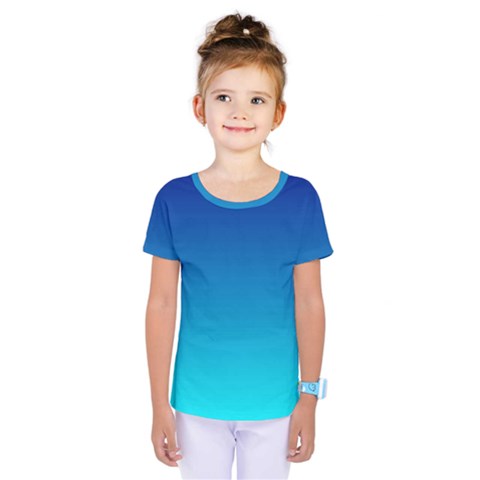 Aqua Blue And Indigo Ombre Kids  One Piece Tee by SpinnyChairDesigns