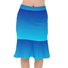 Aqua Blue And Indigo Ombre Short Mermaid Skirt by SpinnyChairDesigns