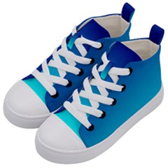 Aqua Blue And Indigo Ombre Kids  Mid-top Canvas Sneakers by SpinnyChairDesigns