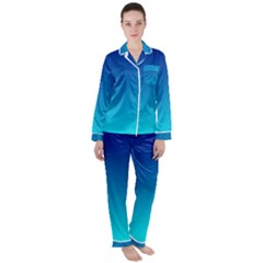 Aqua Blue And Indigo Ombre Satin Long Sleeve Pyjamas Set by SpinnyChairDesigns