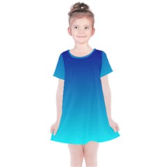 Aqua Blue And Indigo Ombre Kids  Simple Cotton Dress by SpinnyChairDesigns