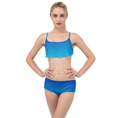 Aqua Blue And Indigo Ombre Layered Top Bikini Set by SpinnyChairDesigns