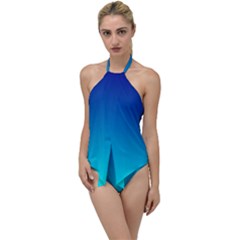 Aqua Blue And Indigo Ombre Go With The Flow One Piece Swimsuit by SpinnyChairDesigns