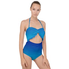 Aqua Blue And Indigo Ombre Scallop Top Cut Out Swimsuit by SpinnyChairDesigns