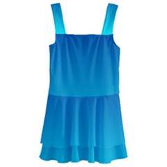 Aqua Blue And Indigo Ombre Kids  Layered Skirt Swimsuit by SpinnyChairDesigns