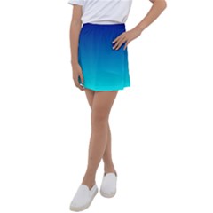 Aqua Blue And Indigo Ombre Kids  Tennis Skirt by SpinnyChairDesigns