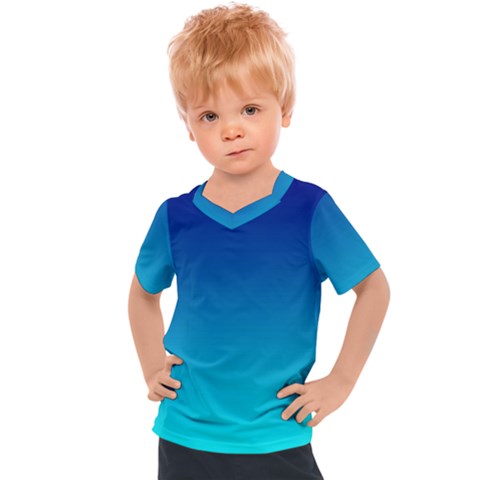 Aqua Blue And Indigo Ombre Kids  Sports Tee by SpinnyChairDesigns