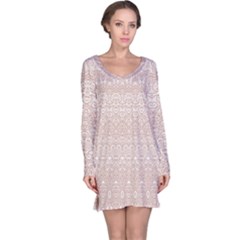 Boho Tan Lace Long Sleeve Nightdress by SpinnyChairDesigns