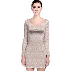 Boho Tan Lace Long Sleeve Velvet Bodycon Dress by SpinnyChairDesigns