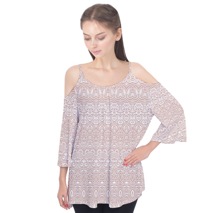 Boho Tan Lace Flutter Tees