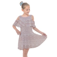 Boho Tan Lace Kids  Shoulder Cutout Chiffon Dress by SpinnyChairDesigns