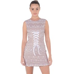 Boho Tan Lace Lace Up Front Bodycon Dress by SpinnyChairDesigns