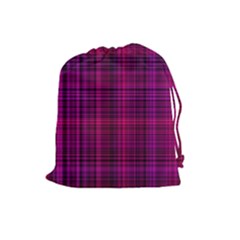 Fuchsia Madras Plaid Drawstring Pouch (large) by SpinnyChairDesigns