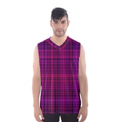 Fuchsia Madras Plaid Men s Basketball Tank Top by SpinnyChairDesigns