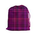 Fuchsia Madras Plaid Drawstring Pouch (XL) View1