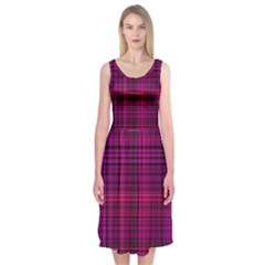 Fuchsia Madras Plaid Midi Sleeveless Dress by SpinnyChairDesigns