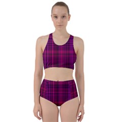 Fuchsia Madras Plaid Racer Back Bikini Set by SpinnyChairDesigns