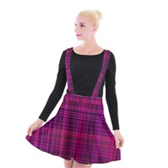 Fuchsia Madras Plaid Suspender Skater Skirt by SpinnyChairDesigns