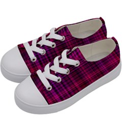 Fuchsia Madras Plaid Kids  Low Top Canvas Sneakers by SpinnyChairDesigns