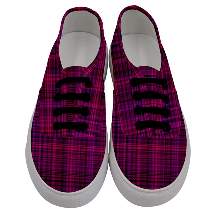 Fuchsia Madras Plaid Men s Classic Low Top Sneakers