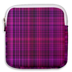 Fuchsia Madras Plaid Mini Square Pouch by SpinnyChairDesigns