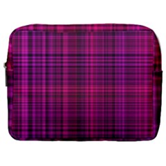 Fuchsia Madras Plaid Make Up Pouch (large) by SpinnyChairDesigns