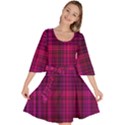 Fuchsia Madras Plaid Velour Kimono Dress View1